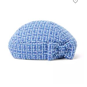 Janie and Jack Blue Tweed Beret with Bow